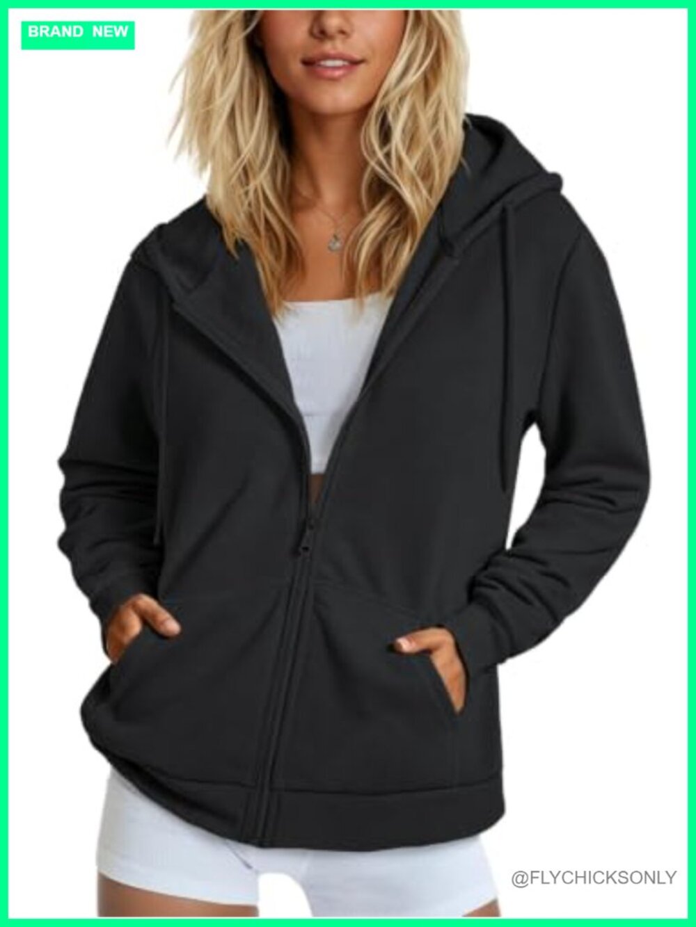 Womens Zip Up Hoodie Fleece Lined Long Sleeve Sweatshirt with Pockets